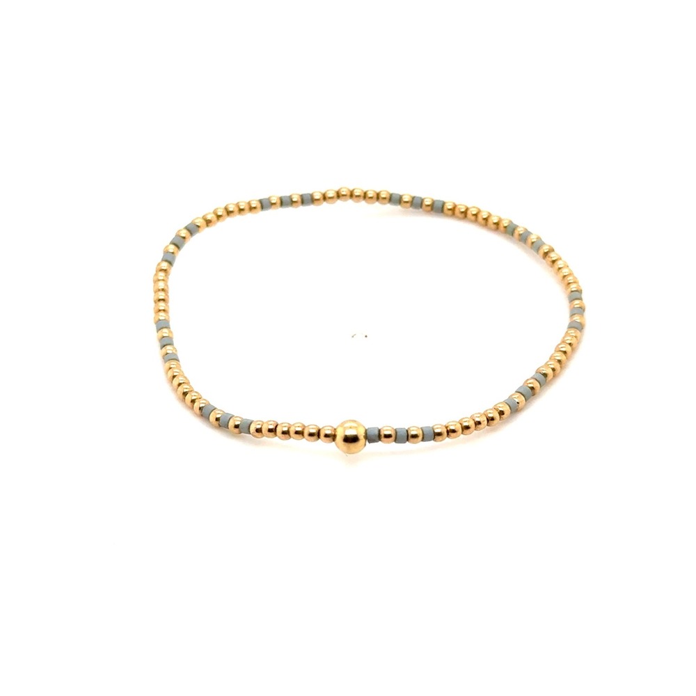 Enewton Hope Unwritten Gold Filled Grey Seed Bead Stretch Bracelet 2mm 6 Inch